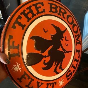 SOLD Raised Tin Halloween Witch Sign